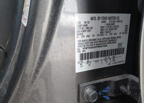 2023 Ford Mustang Mach-E Gt z USA, uszkodzony, nr VIN 3FMTK4SXXPMA87658